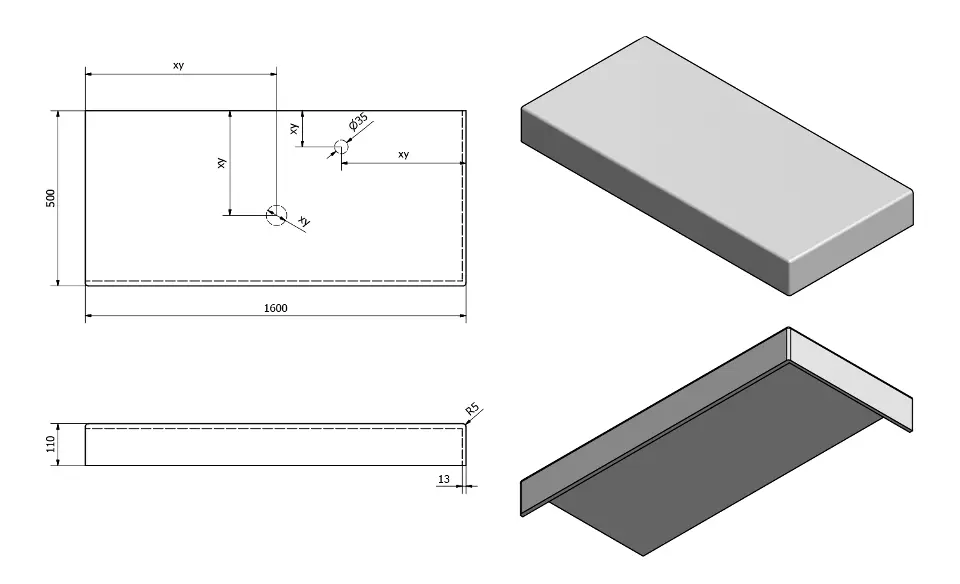 Sapho - Tailor - Fürdőszobai munkalap - TR160R – 2. kép