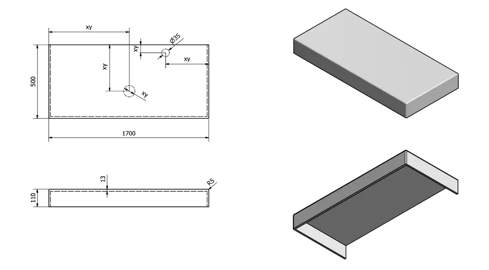 Sapho - Tailor - Fürdőszobai munkalap - TR170C – 2. kép