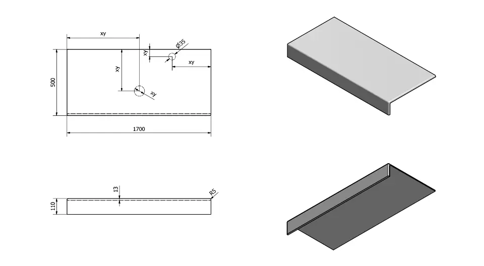 Sapho - Tailor - Fürdőszobai munkalap - TR170F – 2. kép
