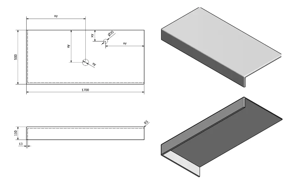 Sapho - Tailor - Fürdőszobai munkalap - TR170L – 2. kép