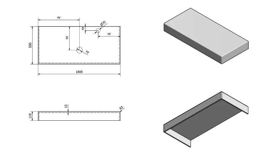 Sapho - Tailor - Fürdőszobai munkalap - TR180C – 2. kép