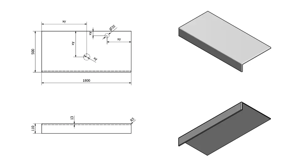 Sapho - Tailor - Fürdőszobai munkalap - TR180F – 2. kép