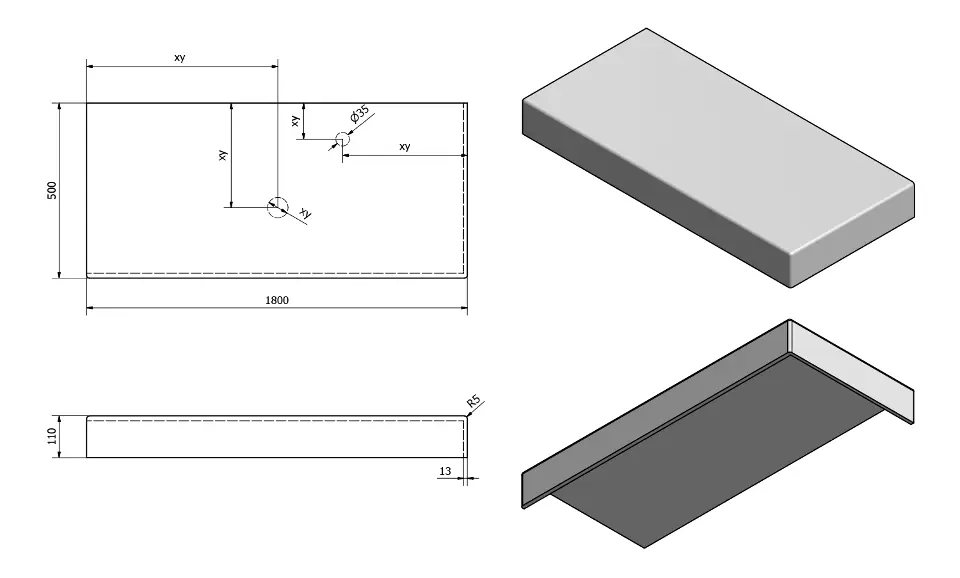 Sapho - Tailor - Fürdőszobai munkalap - TR180R – 2. kép