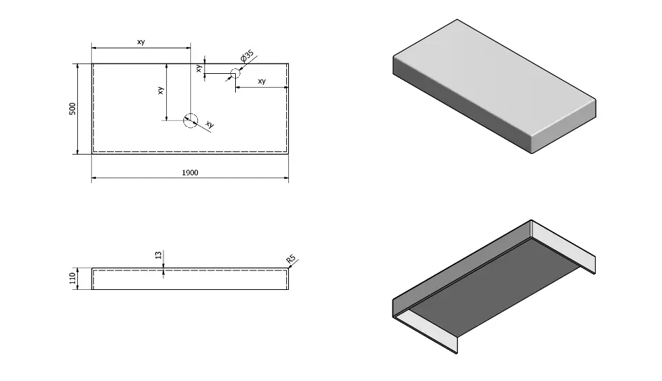 Sapho - Tailor - Fürdőszobai munkalap - TR190C – 2. kép