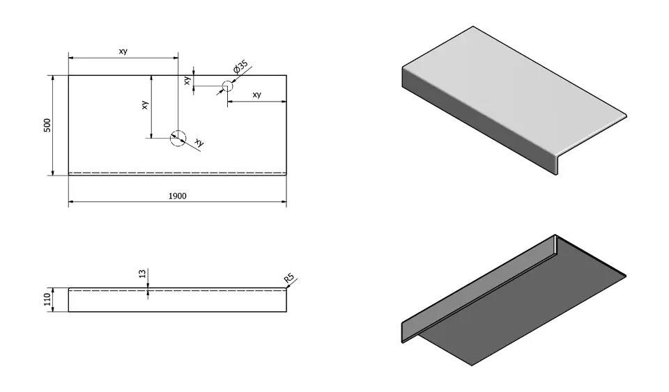 Sapho - Tailor - Fürdőszobai munkalap - TR190F – 2. kép