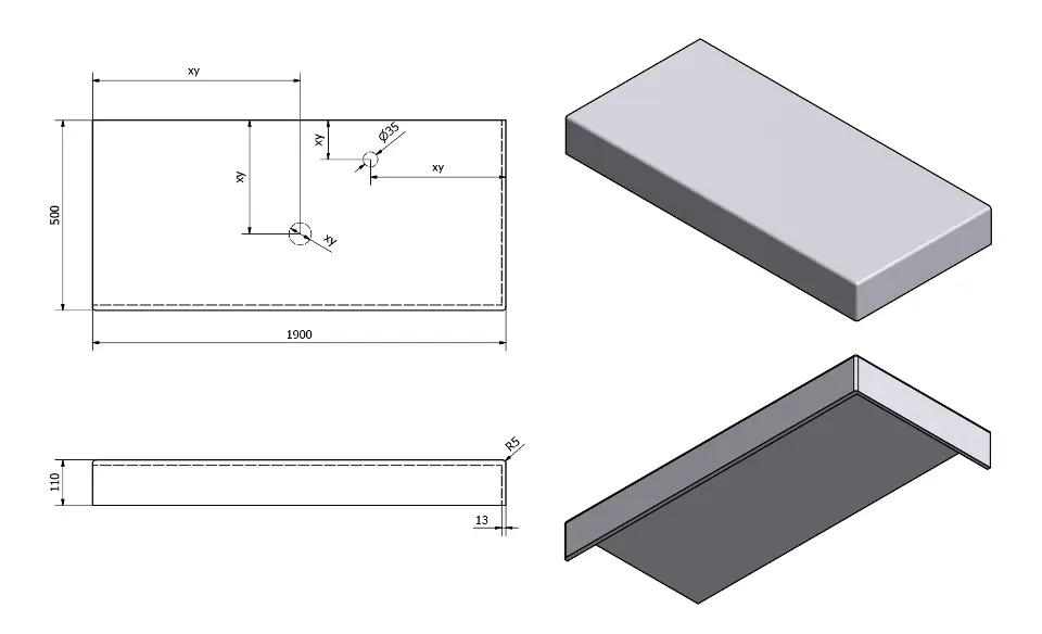 Sapho - Tailor - Fürdőszobai munkalap - TR190R – 2. kép
