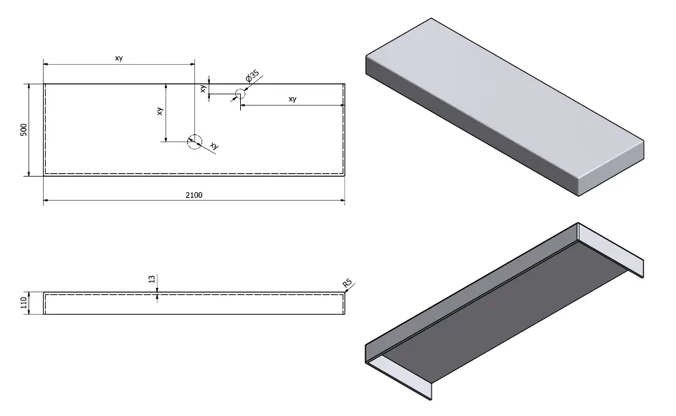 Sapho - Tailor - Fürdőszobai munkalap - TR210C – 2. kép