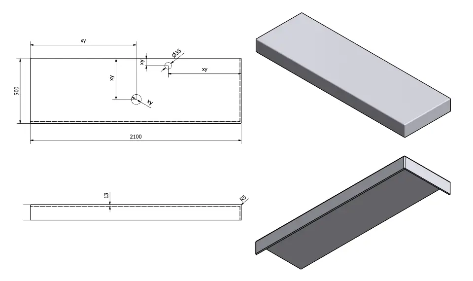 Sapho - Tailor - Fürdőszobai munkalap - TR210R – 2. kép
