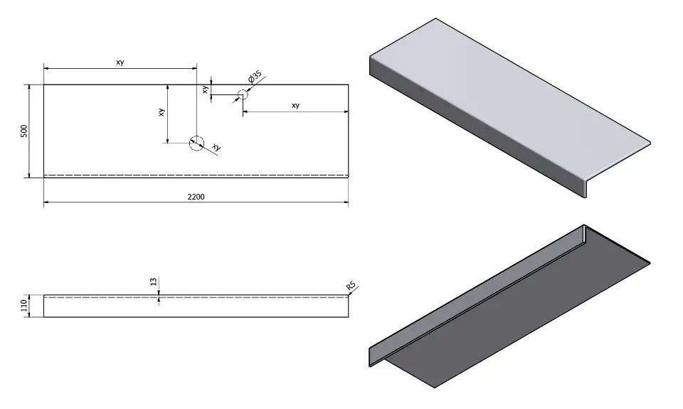 Sapho - Tailor - Fürdőszobai munkalap - TR220F – 2. kép