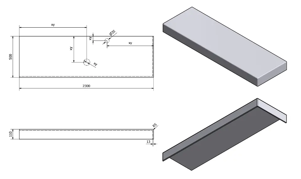 Sapho - Tailor - Fürdőszobai munkalap - TR230R – 2. kép
