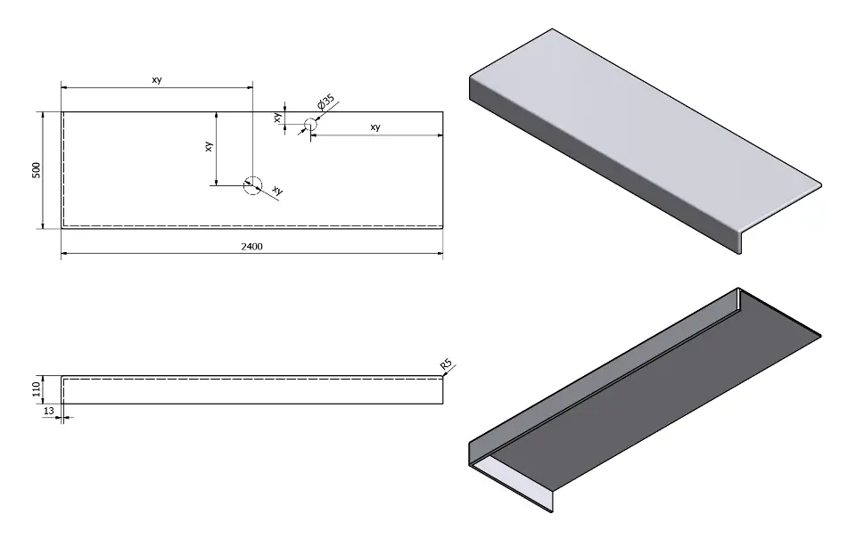Sapho - Tailor - Fürdőszobai munkalap - TR240L – 2. kép