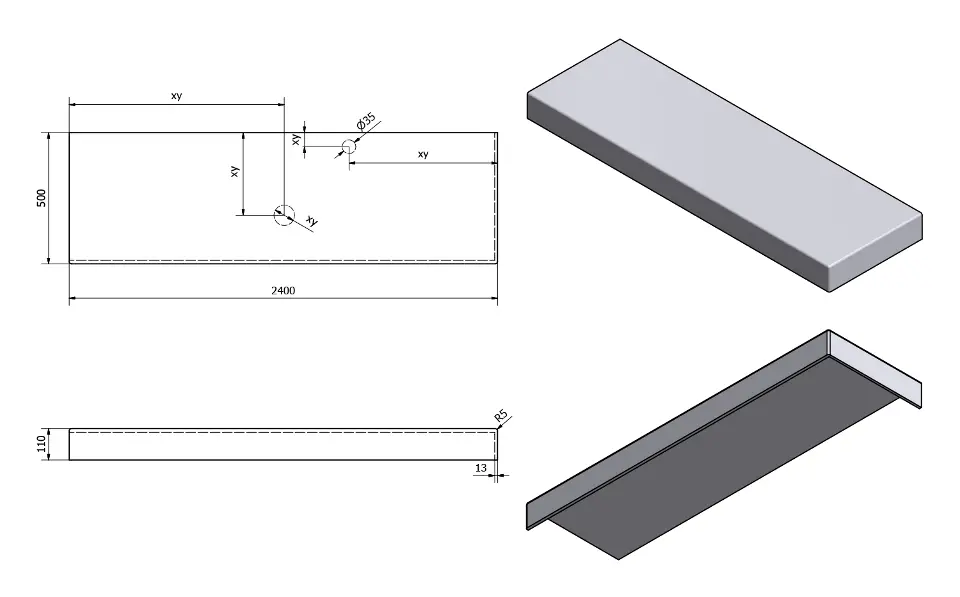 Sapho - Tailor - Fürdőszobai munkalap - TR240R – 2. kép