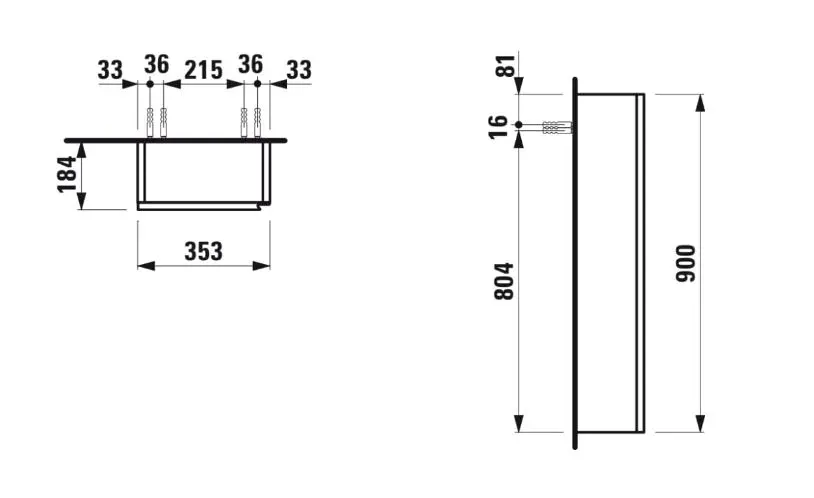 Laufen - Lani - Falra szerelhető szekrény - H4037111122671 – 2. kép
