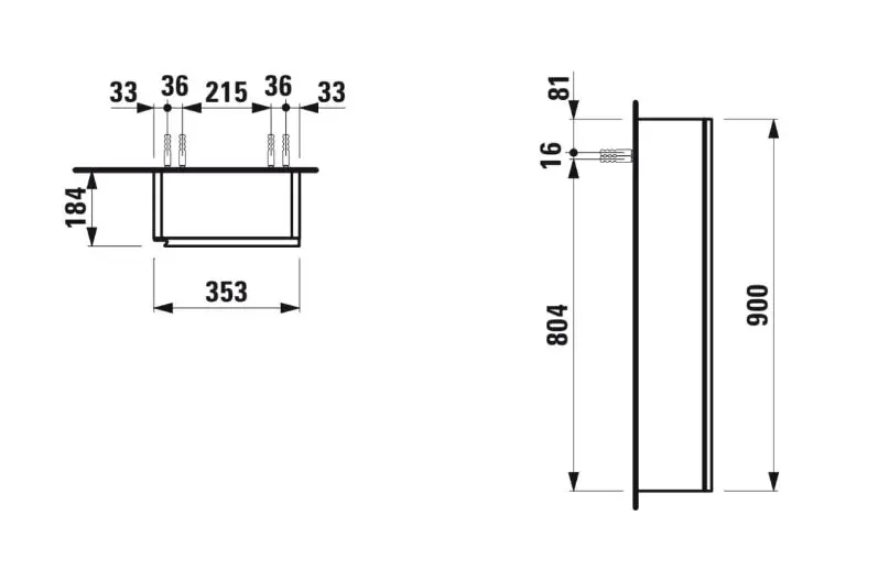 Laufen - Lani - Falra szerelhető szekrény - H4037121122601 – 2. kép