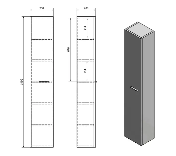 Aqualine - Keramia Fresh - Magas fürdőszobaszekrény - 51127 – 2. kép