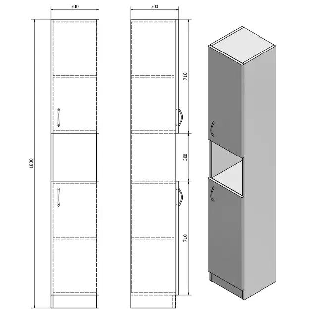 Aqualine - Simplex Eco - Magas fürdőszobaszekrény - SIME320 – 2. kép