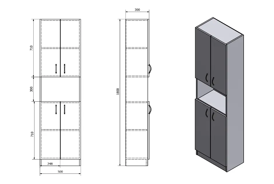 Aqualine - Simplex Eco - Magas fürdőszobaszekrény - SIME520 – 2. kép