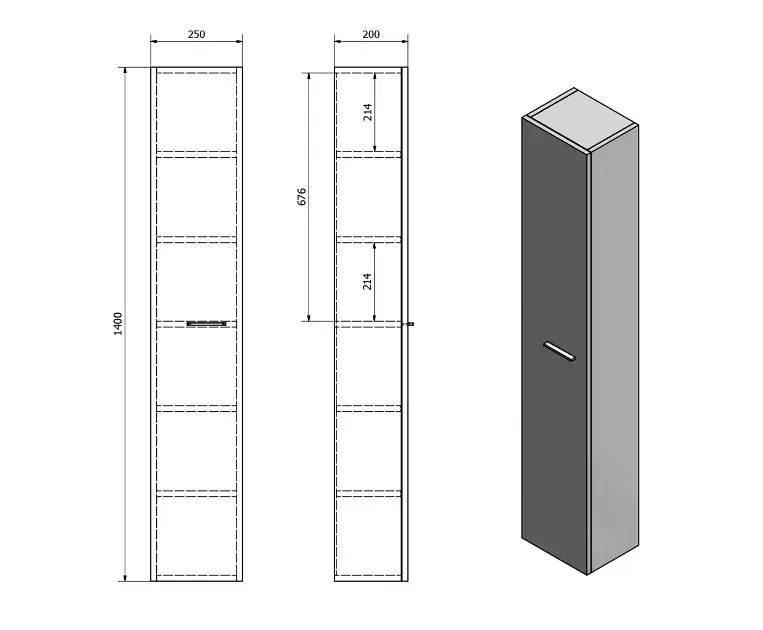 Aqualine - Zoja - Magas fürdőszobaszekrény - 51125 – 2. kép