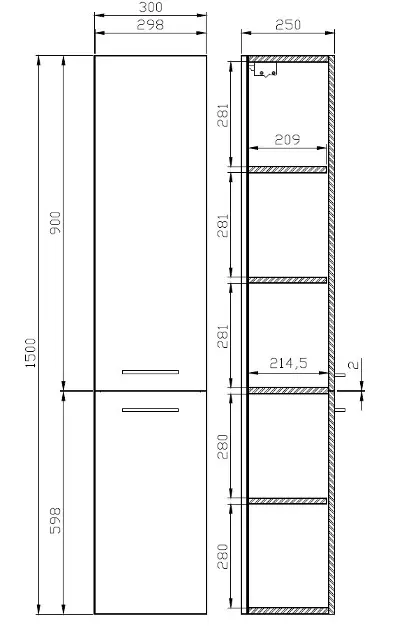 Cersanit - Lara - Magas fürdőszobaszekrény - S926-007-DSM – 2. kép
