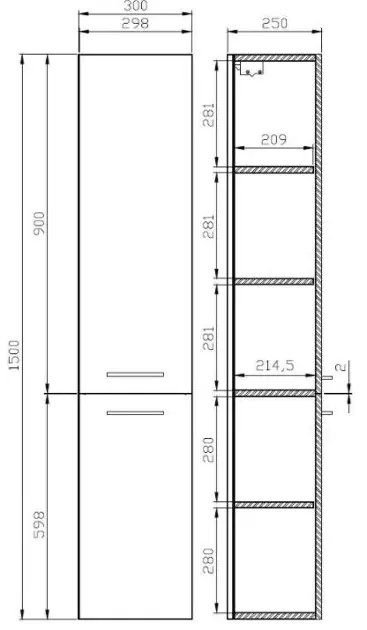 Cersanit - Lara - Magas fürdőszobaszekrény - S926-032-DSM – 2. kép