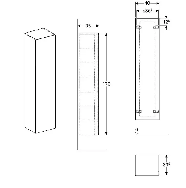 Geberit - Xeno 2 - Magas fürdőszobaszekrény - 500.503.00.1 – 2. kép