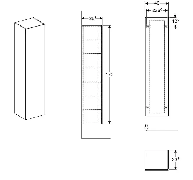 Geberit - Xeno 2 - Magas fürdőszobaszekrény - 500.503.01.1 – 2. kép