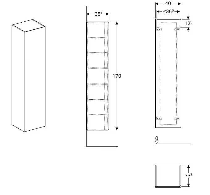 Geberit - Xeno 2 - Magas fürdőszobaszekrény - 500.503.43.1 – 2. kép