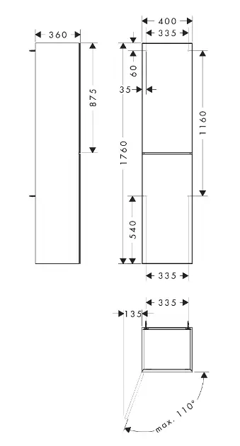 Hansgrohe - Xevolos E - Magas fürdőszobaszekrény - 54218320 – 2. kép