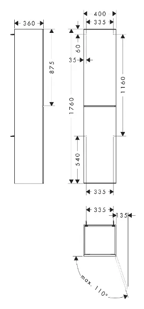 Hansgrohe - Xevolos E - Magas fürdőszobaszekrény - 54222790 – 2. kép