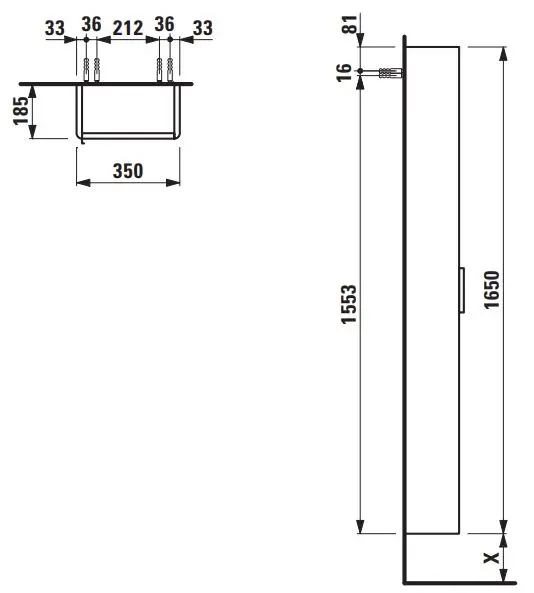 Laufen - Base - Magas fürdőszobaszekrény - H4026421102601 – 2. kép