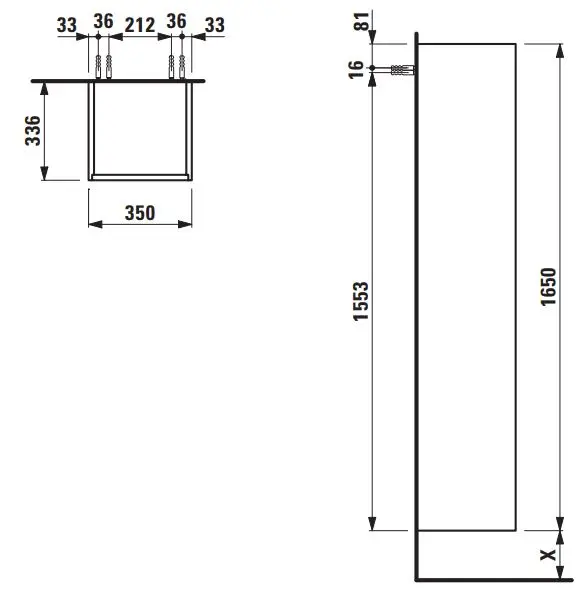 Laufen - Base - Magas fürdőszobaszekrény - H4027021102601 – 2. kép