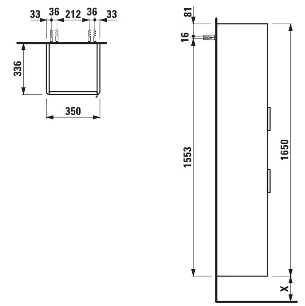 Laufen - Base - Magas fürdőszobaszekrény - H4027111102601 – 2. kép