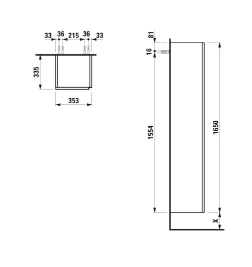 Laufen - Lani - Magas fürdőszobaszekrény - H4037211122601 – 2. kép