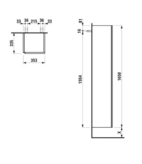 Laufen - Lani - Magas fürdőszobaszekrény - H4037221122661 – 2. kép