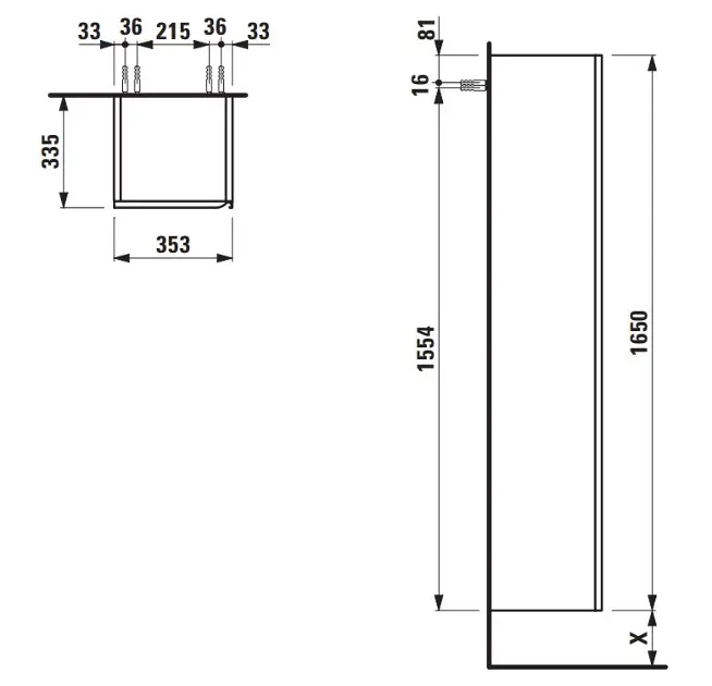 Laufen - Meda - Magas fürdőszobaszekrény - H4216510112601 – 2. kép