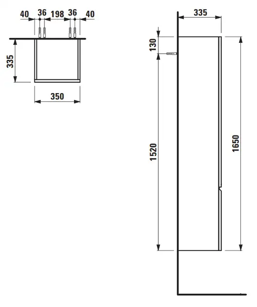 Laufen - Pro S - Magas fürdőszobaszekrény - H4831210954751 – 2. kép