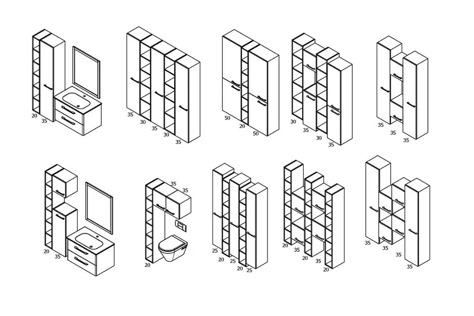 Sapho - Espace - Magas fürdőszobaszekrény - ESC100-1616 – 6. kép
