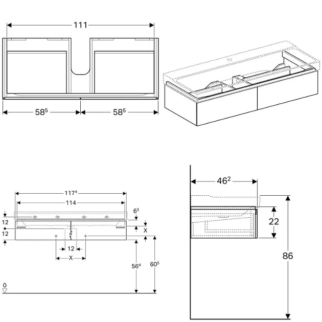 Geberit - Xeno 2 - Mosdószekrény - 500.517.01.1 – 2. kép
