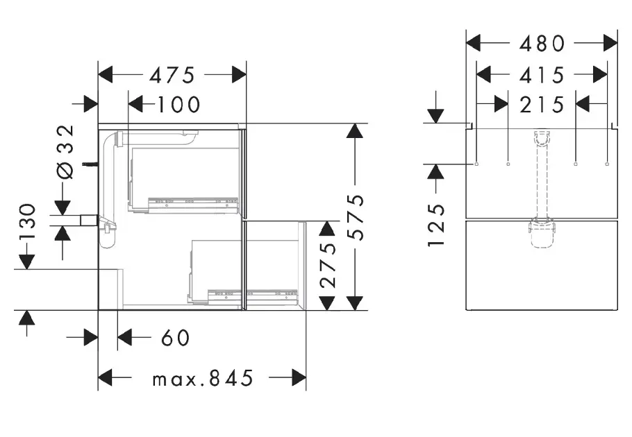 Hansgrohe - Xevolos E - Mosdószekrény - 54173390 – 2. kép