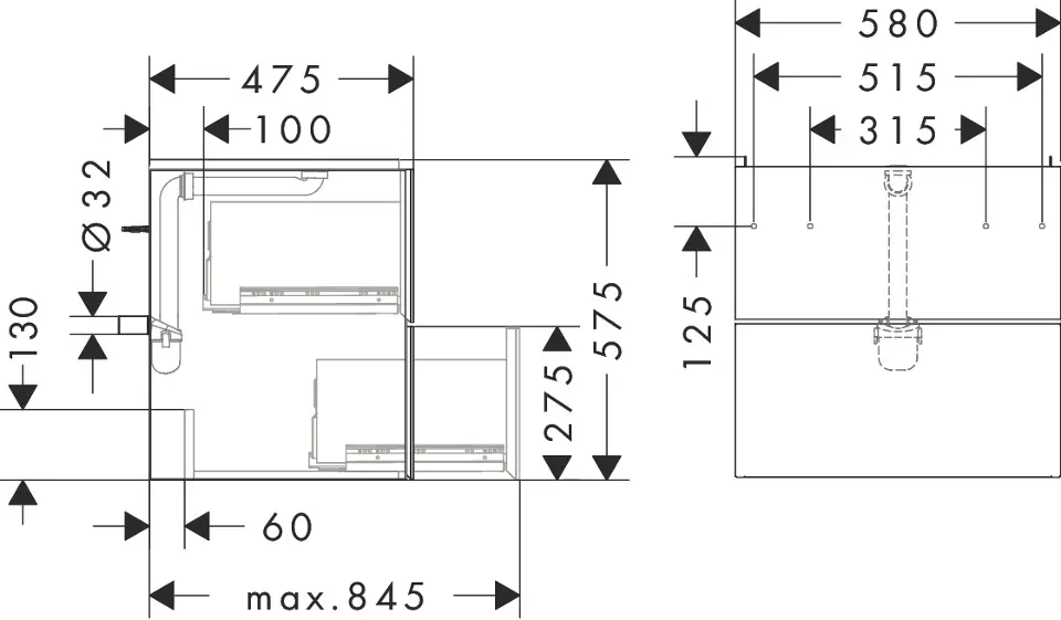 Hansgrohe - Xevolos E - Mosdószekrény - 54175660 – 2. kép