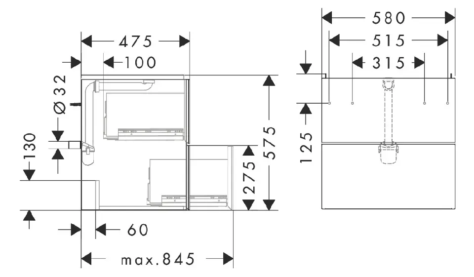 Hansgrohe - Xevolos E - Mosdószekrény - 54177390 – 2. kép