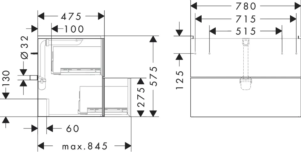 Hansgrohe - Xevolos E - Mosdószekrény - 54179660 – 2. kép