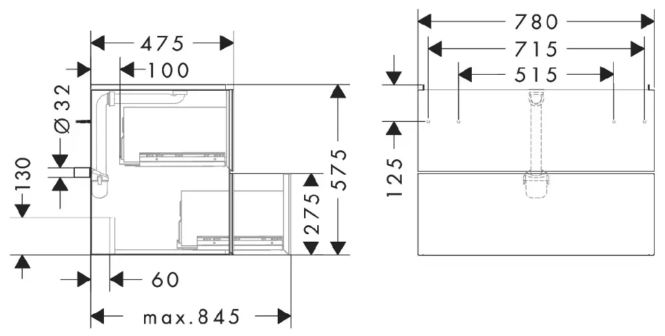 Hansgrohe - Xevolos E - Mosdószekrény - 54180390 – 2. kép