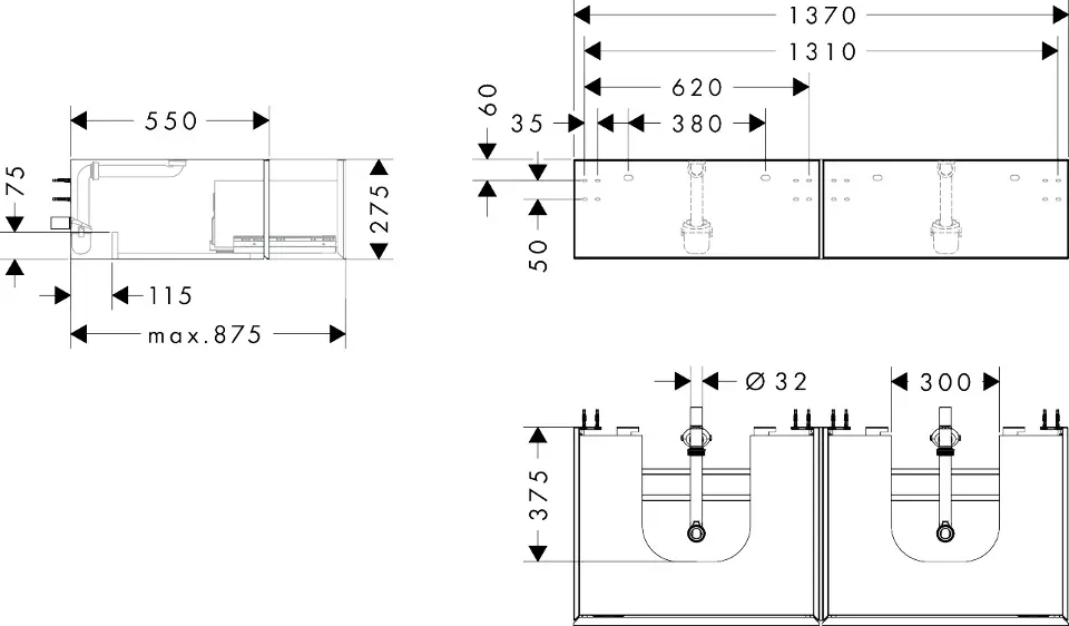Hansgrohe - Xevolos E - Mosdószekrény - 54318770 – 2. kép