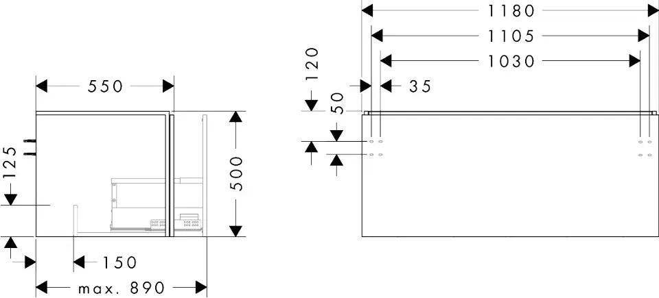 Hansgrohe - Xilesa E - Mosdószekrény - 54267780 – 2. kép