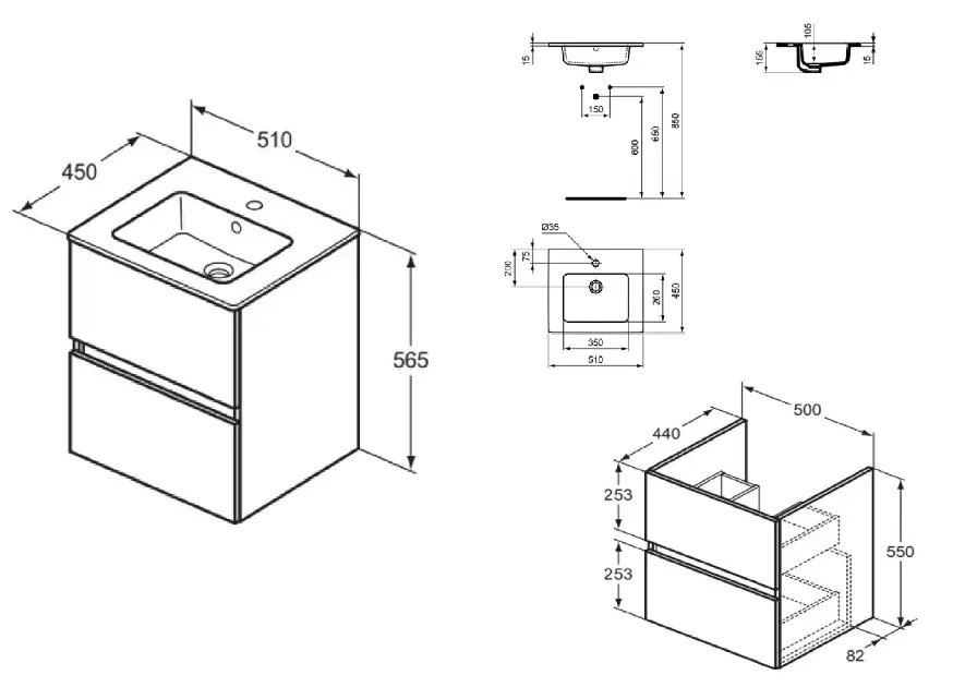 Ideal Standard - Eurovit - Mosdószekrény - R0571Y8 – 2. kép