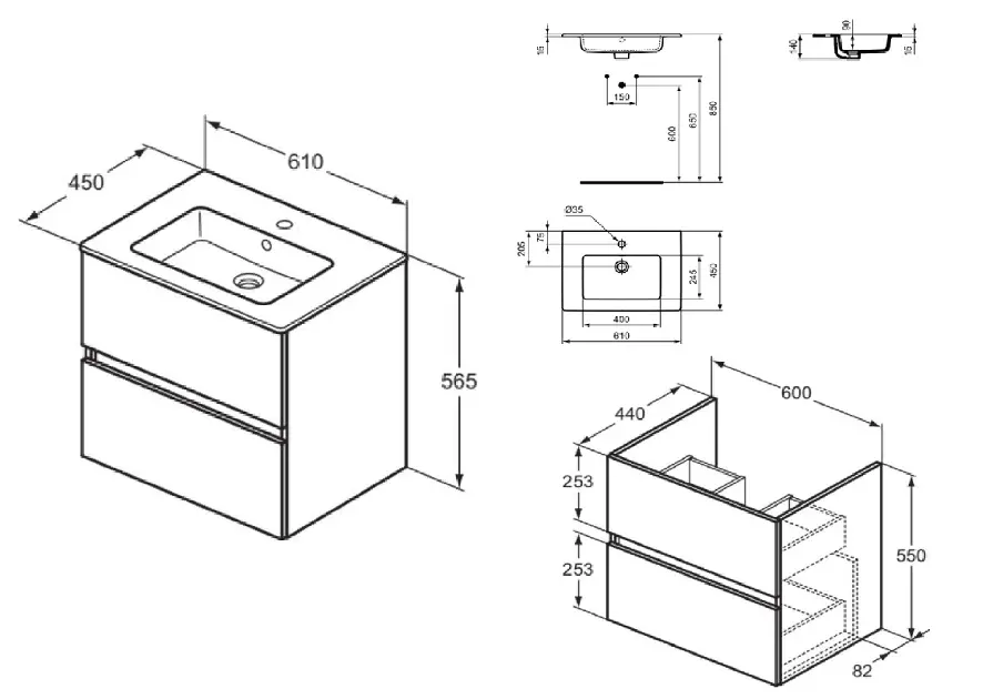 Ideal Standard - Eurovit - Mosdószekrény - R0572TI – 2. kép