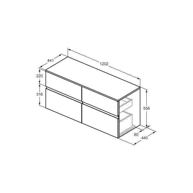 Ideal Standard - Finesse - Mosdószekrény - E3426UR – 2. kép