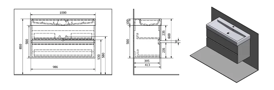Sapho - Furniture units - Mosdószekrény - LA101 – 2. kép