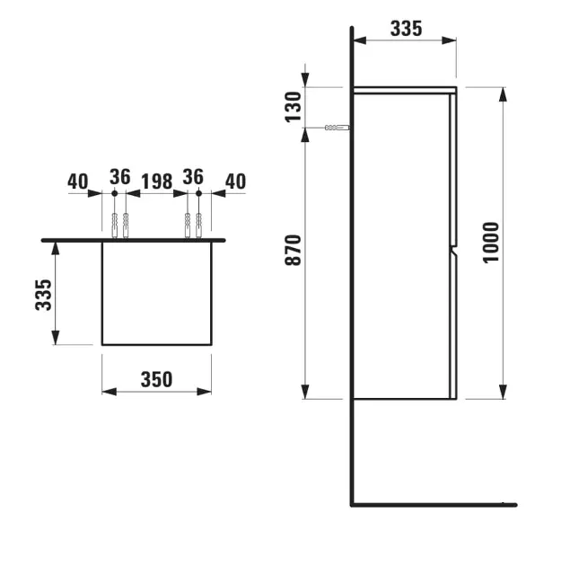Laufen - Pro S - Oldalszekrény - H4831120954631 – 2. kép